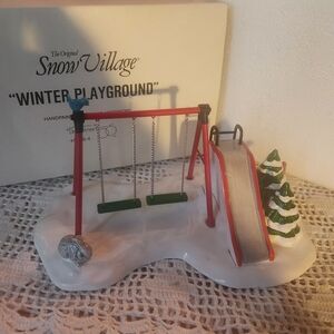 Department 56 Snow Village Red and Green Playground Decor